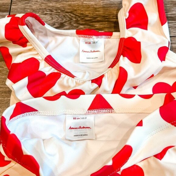 Hanna Andersson Sweet Heart Two Piece Tankini Swimsuit Set Size 2T - Picture 3 of 5